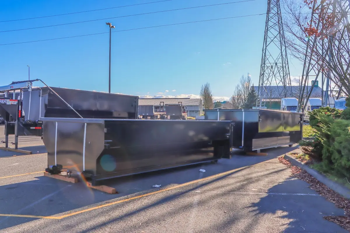 Roll-off dumpster ready for waste disposal at job site for 6 Yard Dumpster Rental in Franconia